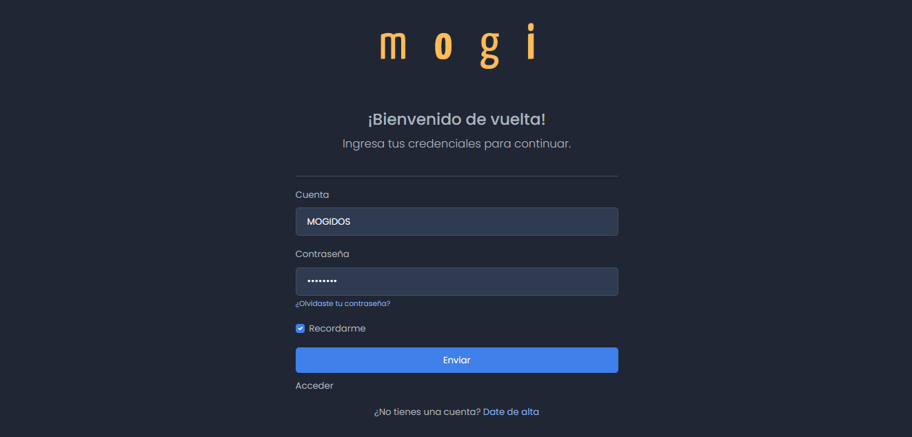 vista de login